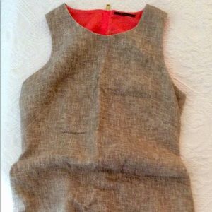 elie tahari beige linen sheath dress